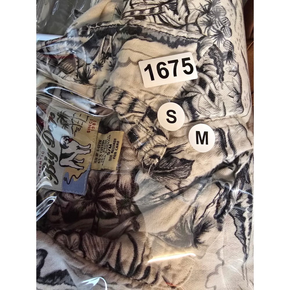 Big Dogs Mens Hawaiian Shirt Short Sleeve Tropical Hibiscus Print White Black SM - Picture 4 of 4